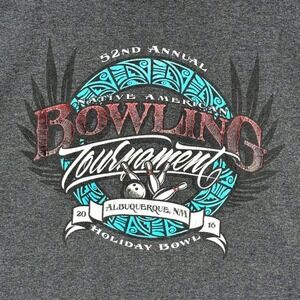 Port and Company Mens 2XL Native American Bowling Tournament Graphic TShirt Gray